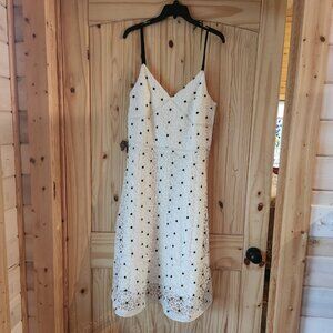 NWT ANTONIO MELANI Floral Lace Sheath Dress Ivory & Black Size 14 Urma Dot Lace